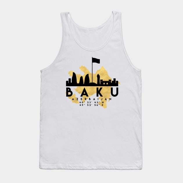 Baku Azerbaijan Skyline Map Art Tank Top by deificusArt